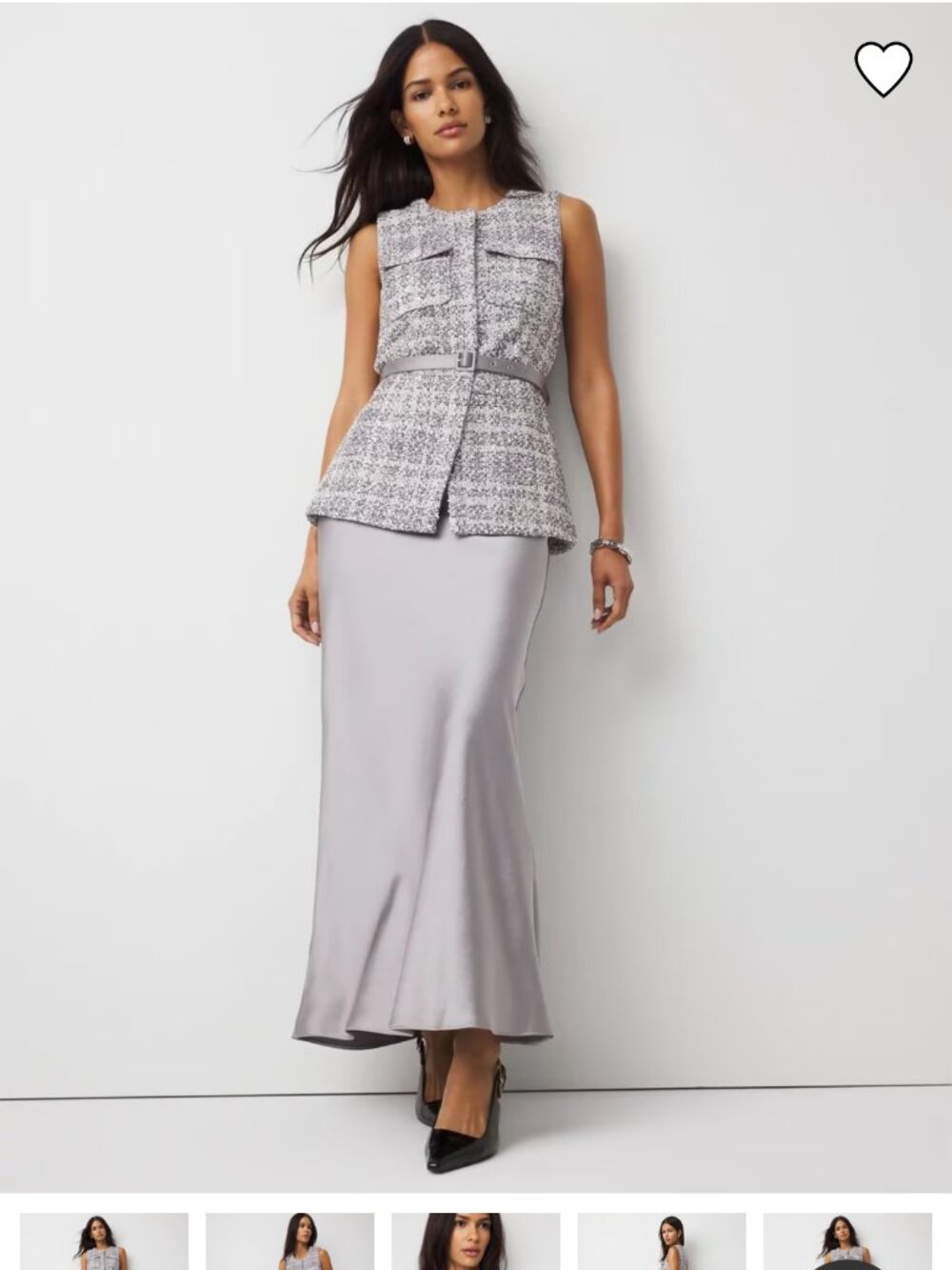 NWT WHITE HOUSE BLACK MARKET TWEED VEST SATIN MAXI DRESS COMBO 6 - Picture 1 of 3